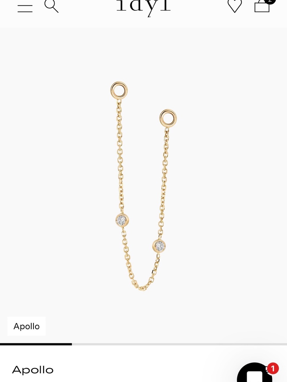 Idyl Apollo Gold Chain Connector Earrings with Clear Stones